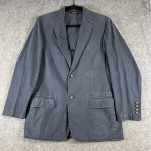 VTG 90s LL Bean Blazer Jacket Mens Short 36 Blue Cotton Workwear Business Coat